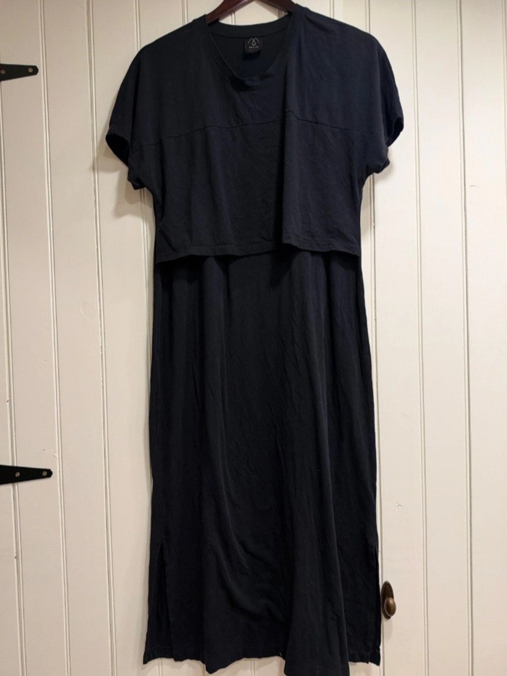 MLM Organic Cotton Black Layered Short-Sleeve Maxi Nursing Dress